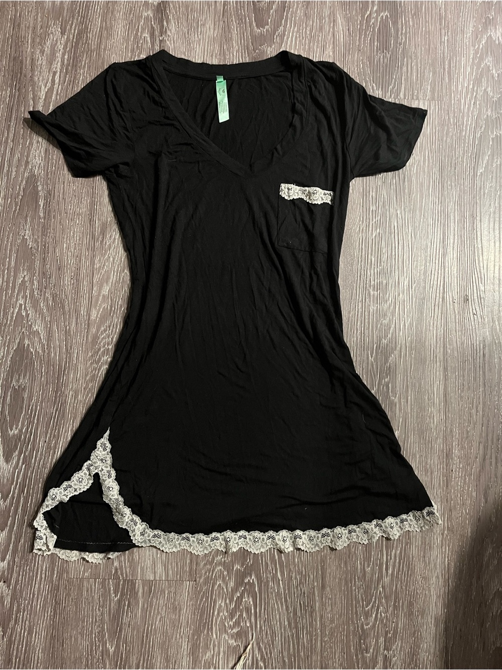 Lucky Brand Black V-Neck Top with Green Tag